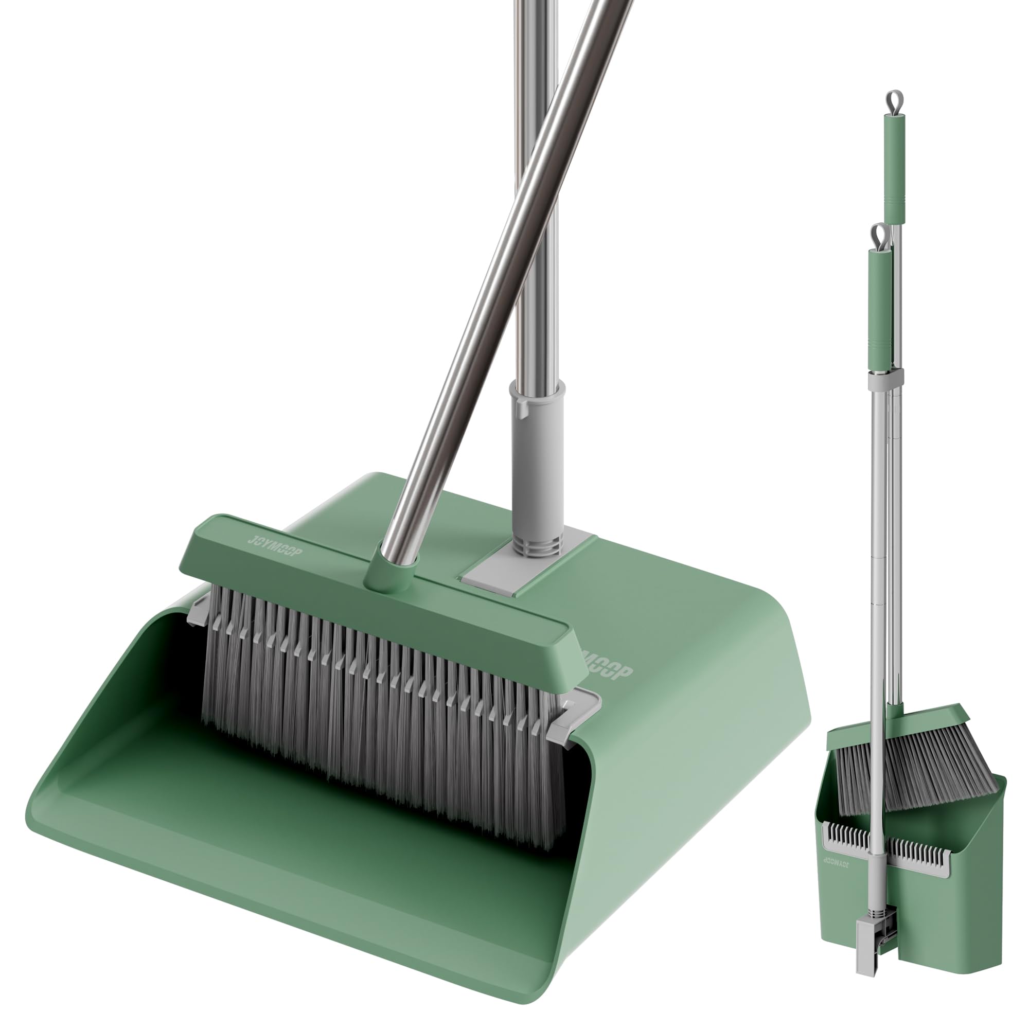 Dark Teal Green Broom and Dustpan Set with 56” Handle
