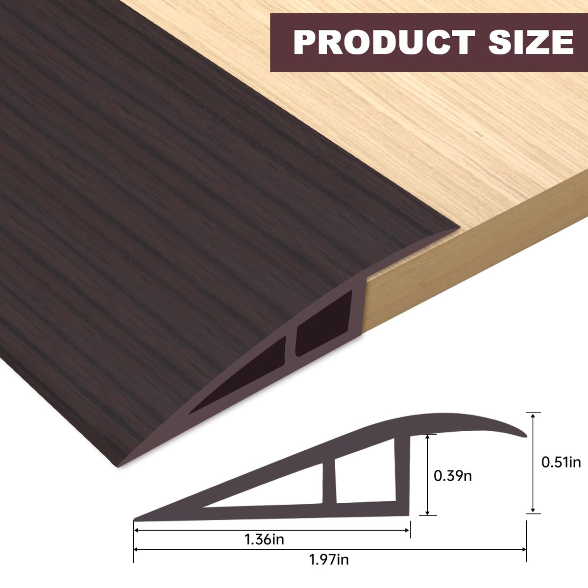 Vinyl Floor Transition Strip Self Adhesive Door Threshold Strip (6.6 Foot)