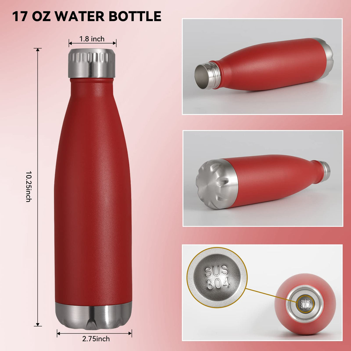 17oz Stainless Steel Water Bottles