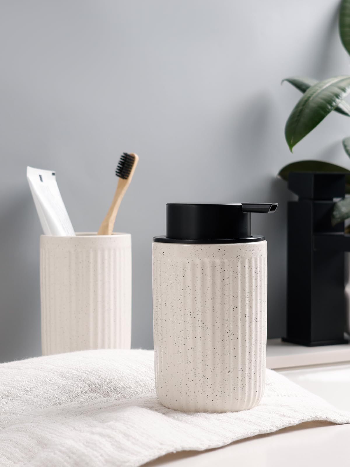 Soap Dispenser and Toothbrush Holder Set (2 Count)