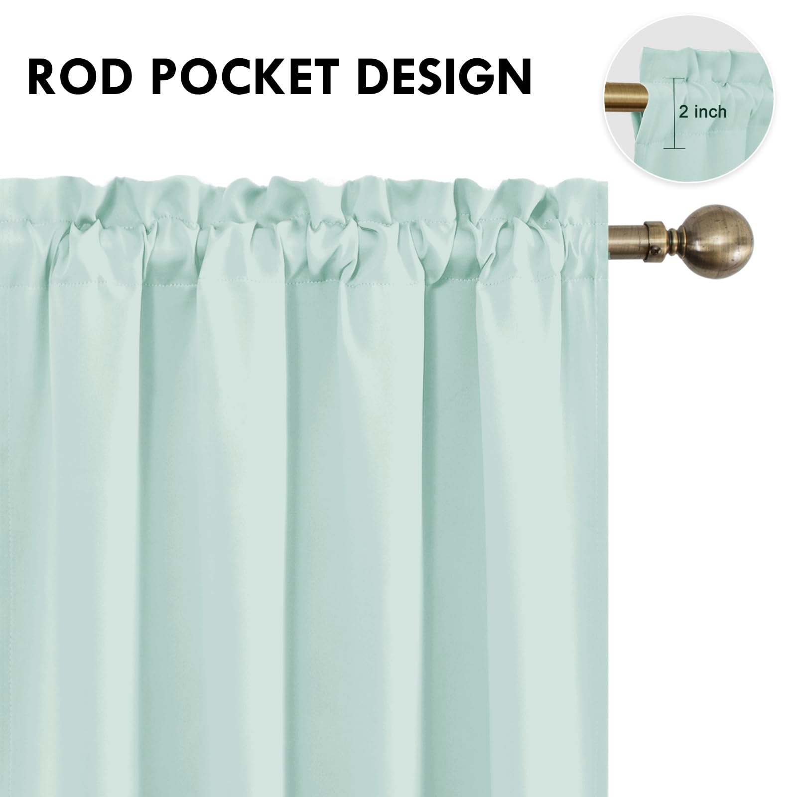 Blackout Curtains for Bedroom Living Room 52 x 63 Inch Long 2 Panels (2 Count)