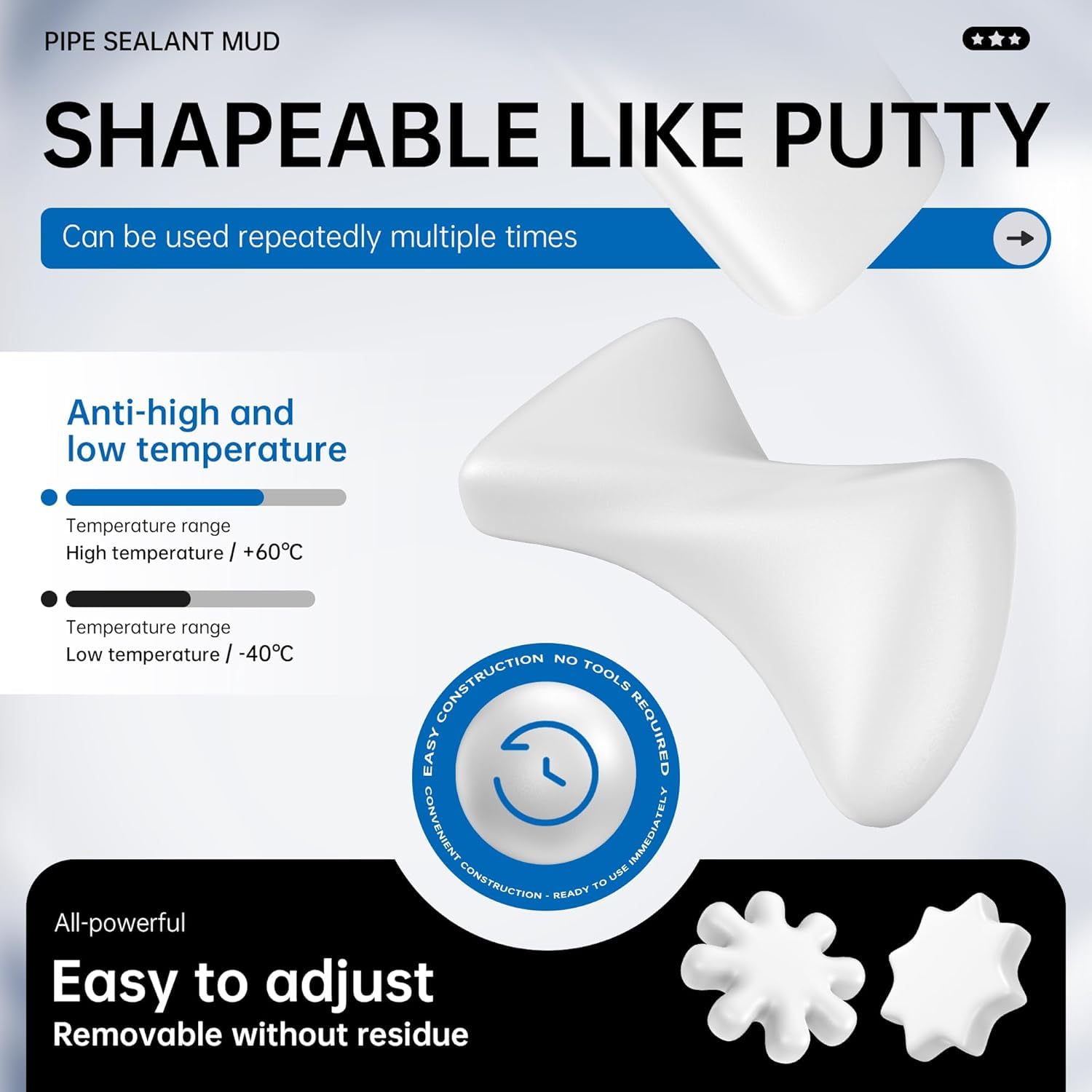 8 Pack Waterproof Duct Seal Sealing Putty for Drain & Wall Holes Qk Repair (8.48 Ounce)