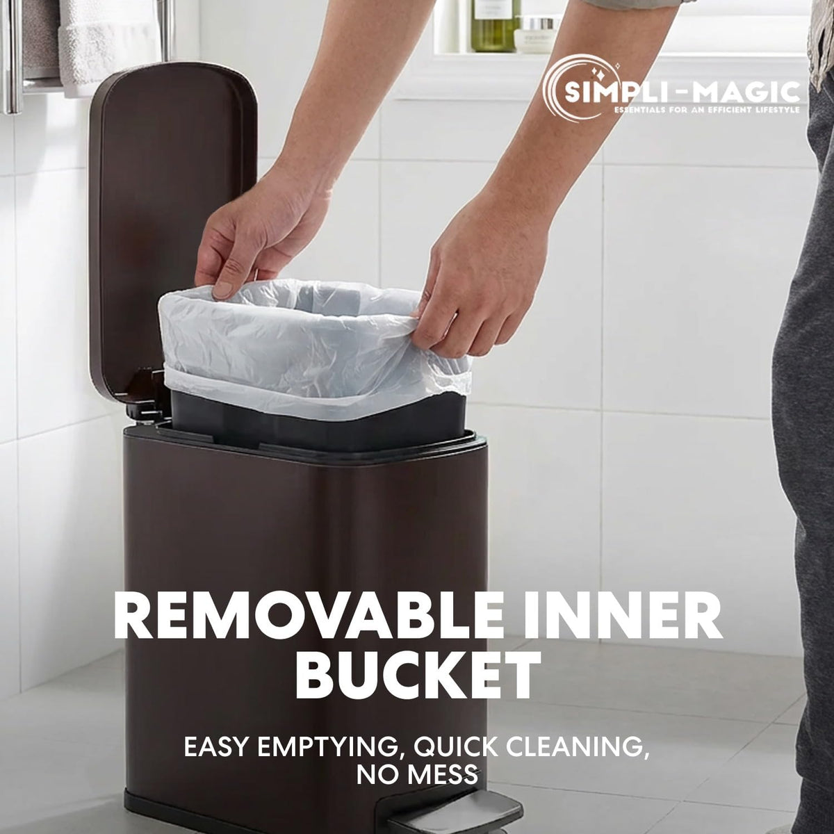6L 1.6G Stainless Steel Bathroom Trash Can with Hands