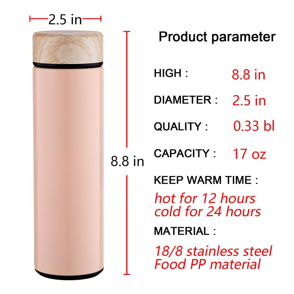 15oz Water Bottle Stainless Steel Thermos Flask