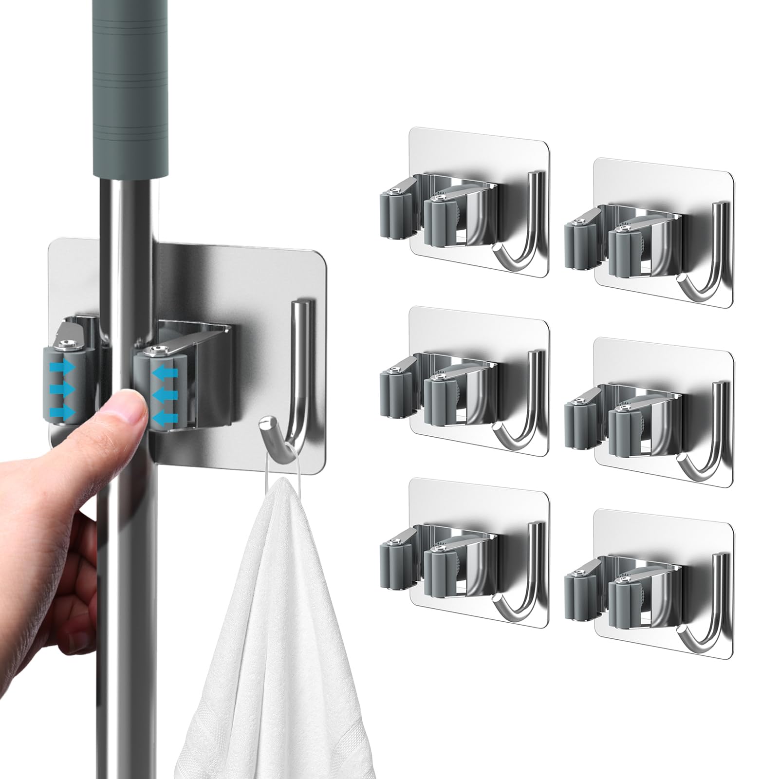 Broom Holder Wall Mount 6Pcs