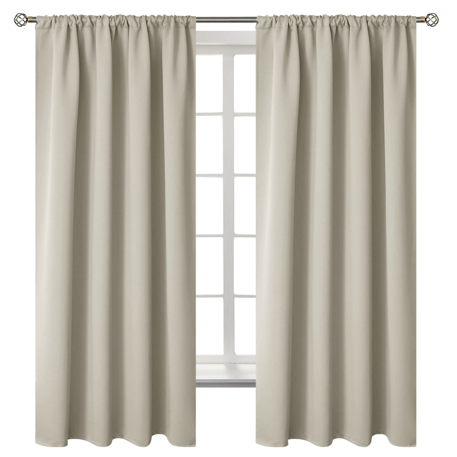 Rod Pocket Blackout Curtains for Bedroom (2 Count)