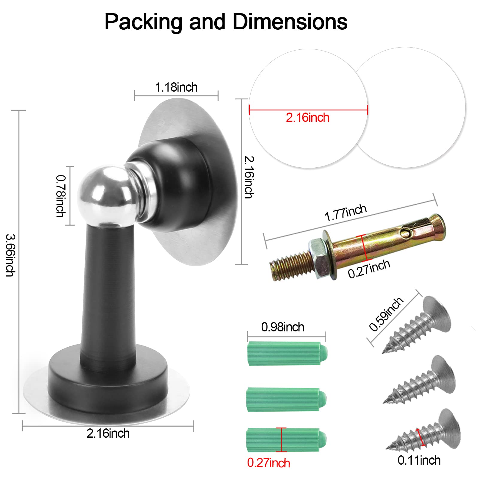 Magnetic Door Stop 12 Pack Stainless Steel Door Holders to Keep Door Open Self (12 Count)