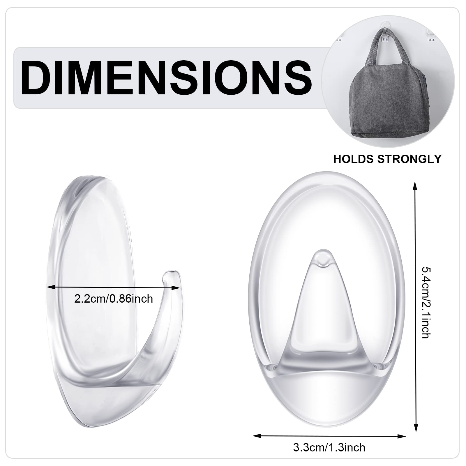 12 Pcs Clear Adhesive Hooks for Hanging Wall Hooks Heavy Duty 22 lb Max No Damage Waterproof Transparent Hook with 15 Pcs Self