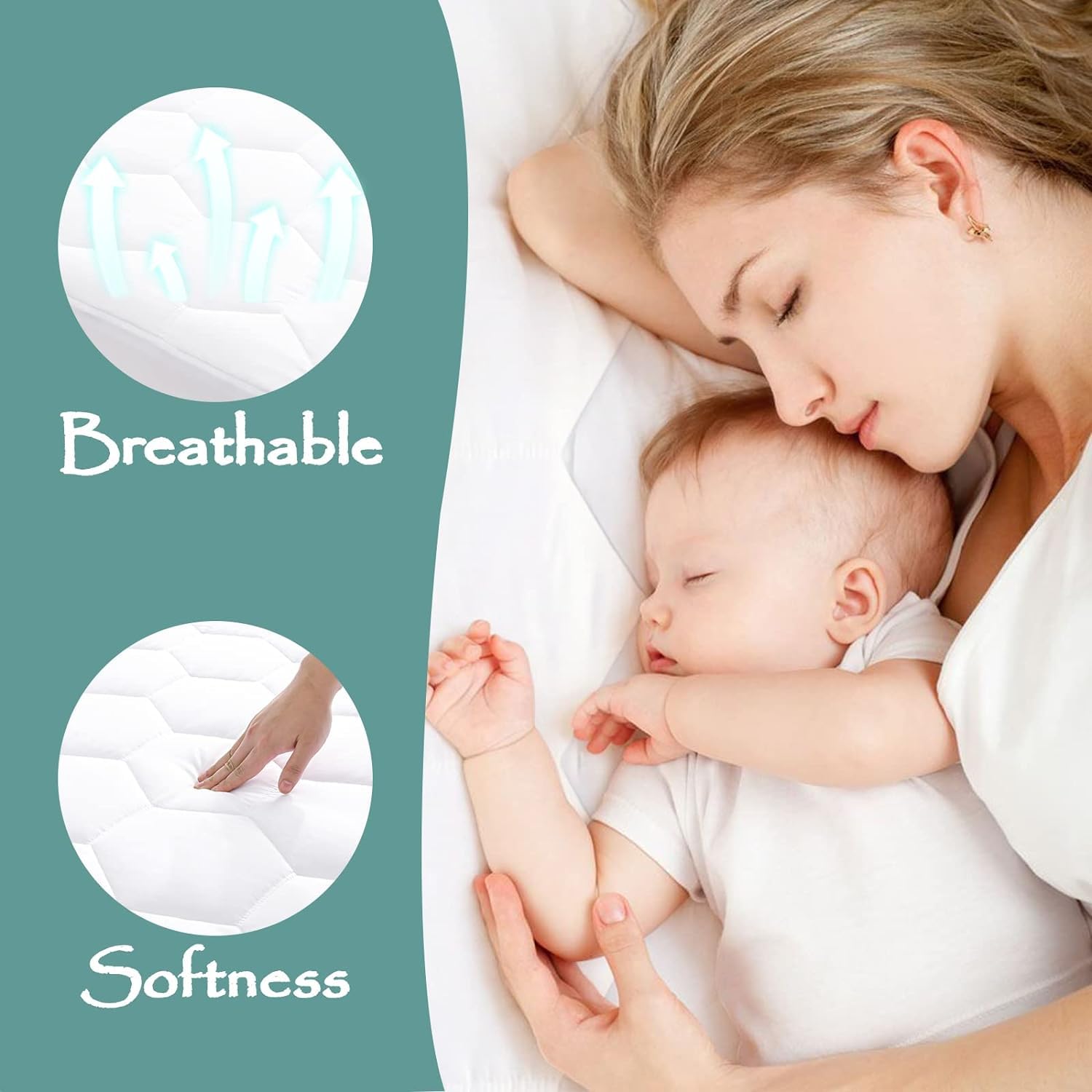 2 Pack Twin XL Hexagonal Quilted Mattress Protector Waterproof (2 Count)