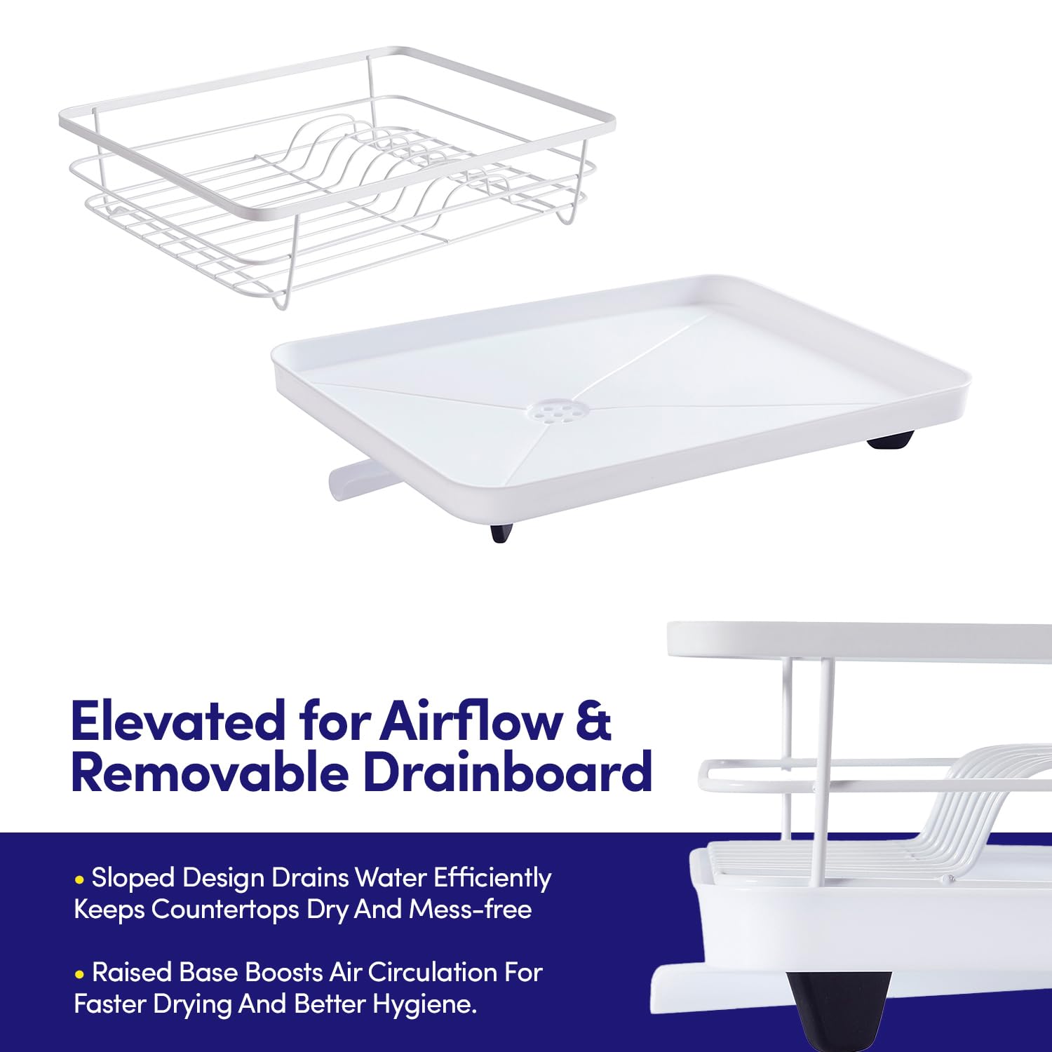 Dish Drying Rack 3 Piece Dish Drainer with Drainboard Set for Kitchen Counter