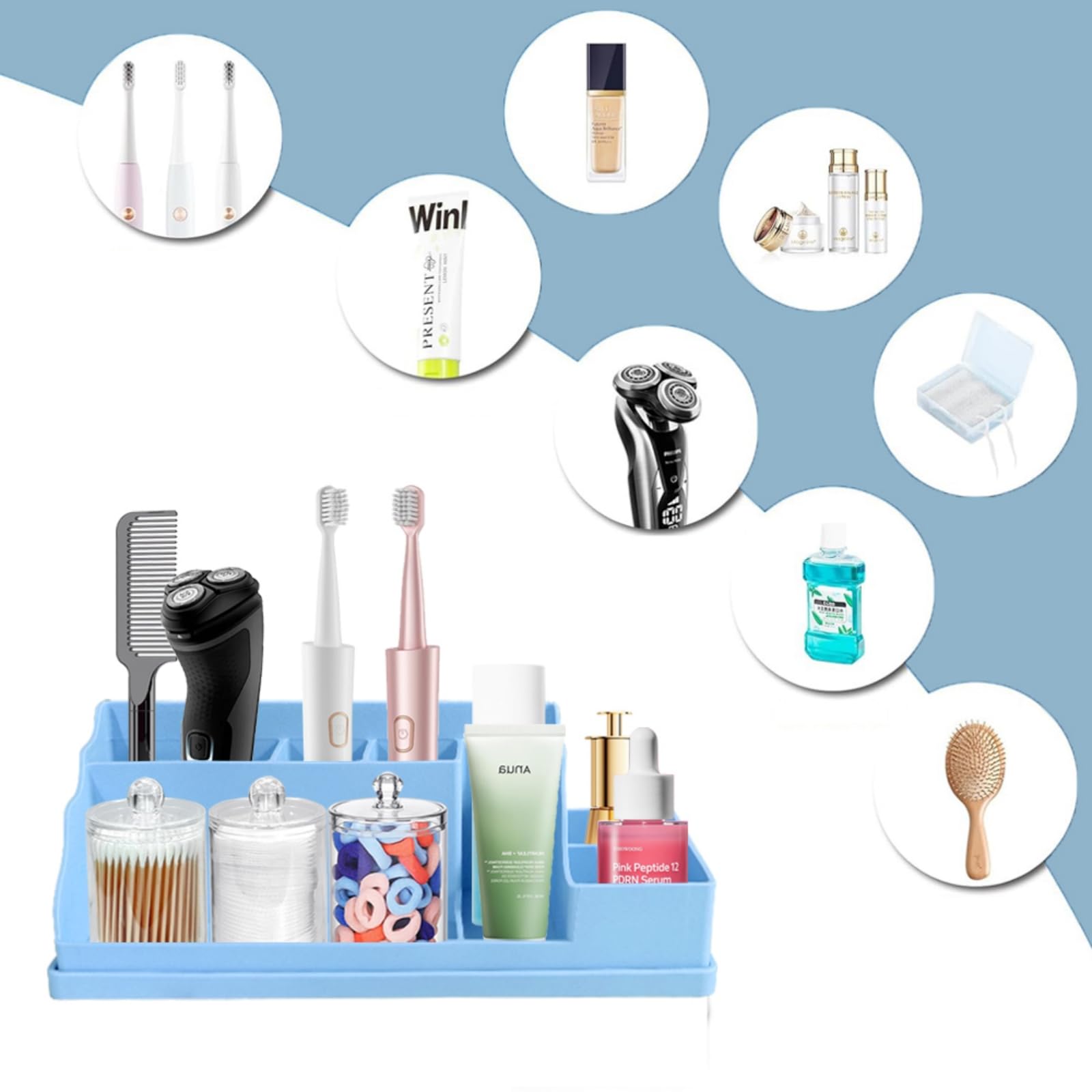 Silicone Multifunctional Bathroom Organizer Countertop