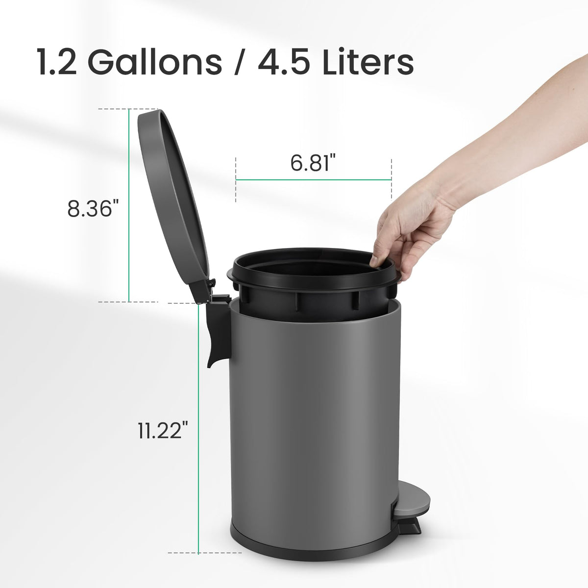 Small Round Bathroom Trash Can with Lid Soft Close