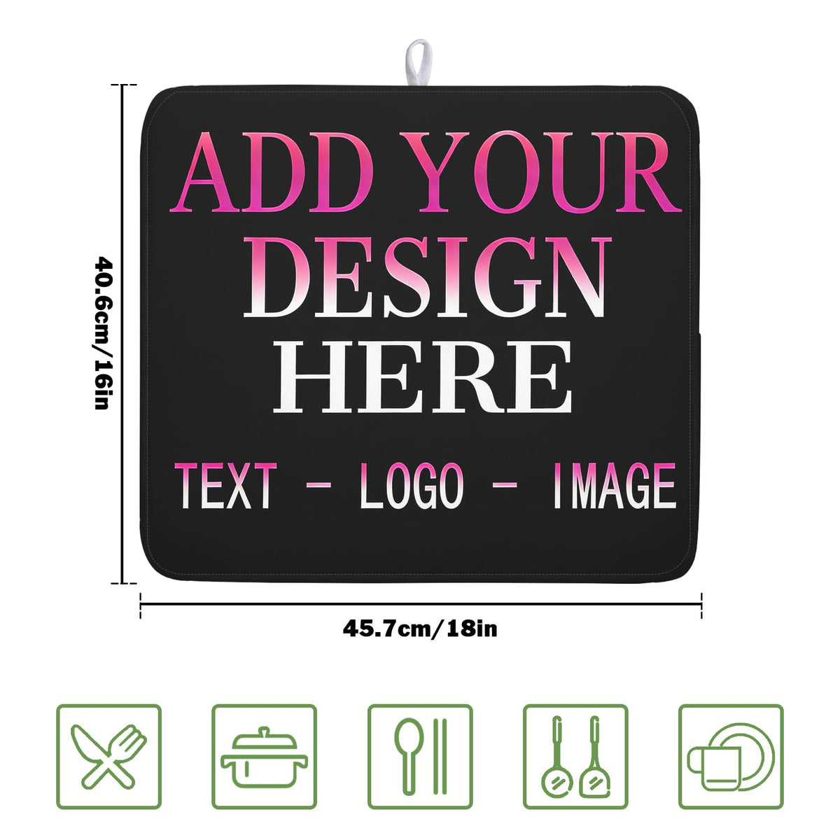 Custom Personalized Dish Drying Mat 16x18 Inch Customized Drying Mats with Picture Text for Kitchen Counter Custom Image Microfiber Absorbent Dishes Pad for Travel Festivals Family Memories Home Decor