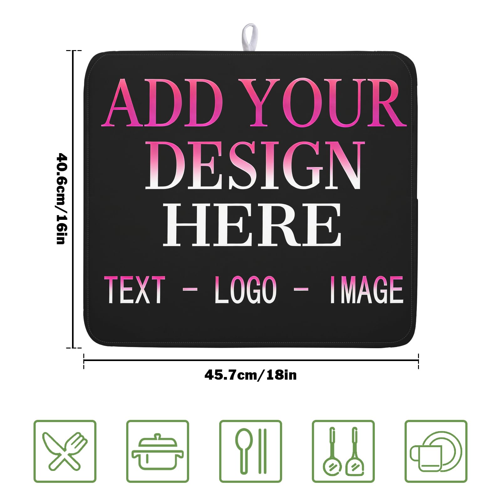Custom Personalized Dish Drying Mat 16x18 Inch Customized Drying Mats with Picture Text for Kitchen Counter Custom Image Microfiber Absorbent Dishes Pad for Travel Festivals Family Memories Home Decor