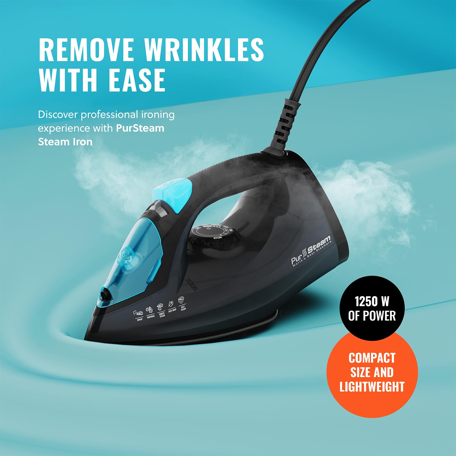 PurSteam SteamLite Steam Iron with Non