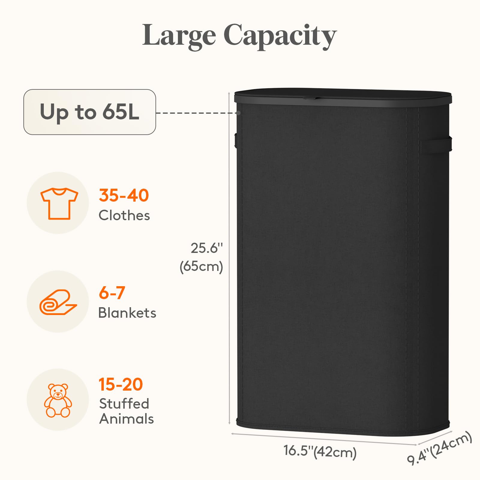 Slim Laundry Basket with Lid and Removable Bag