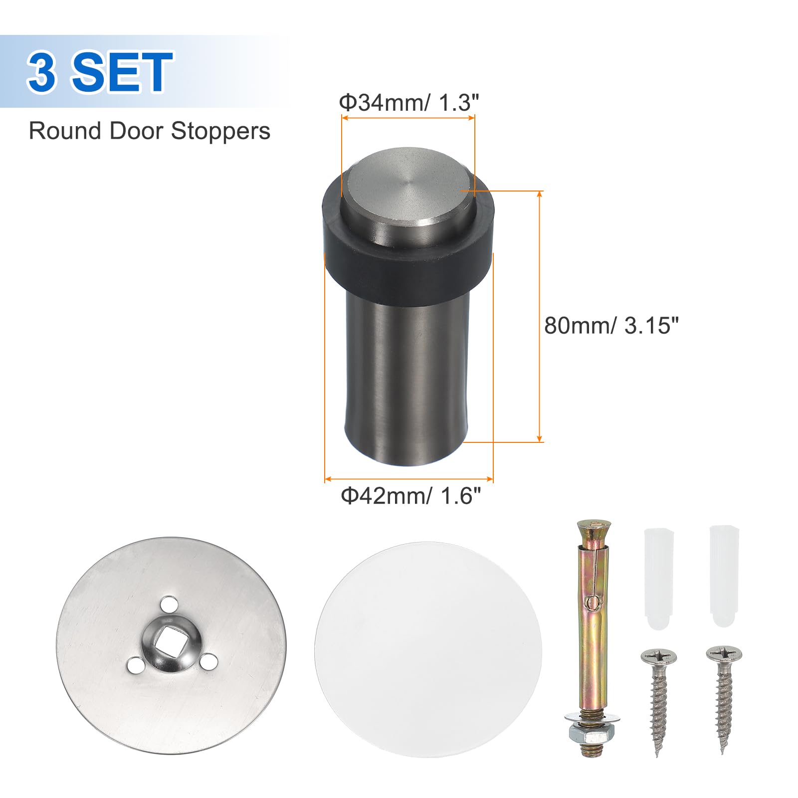 3Set Round Door Stoppers