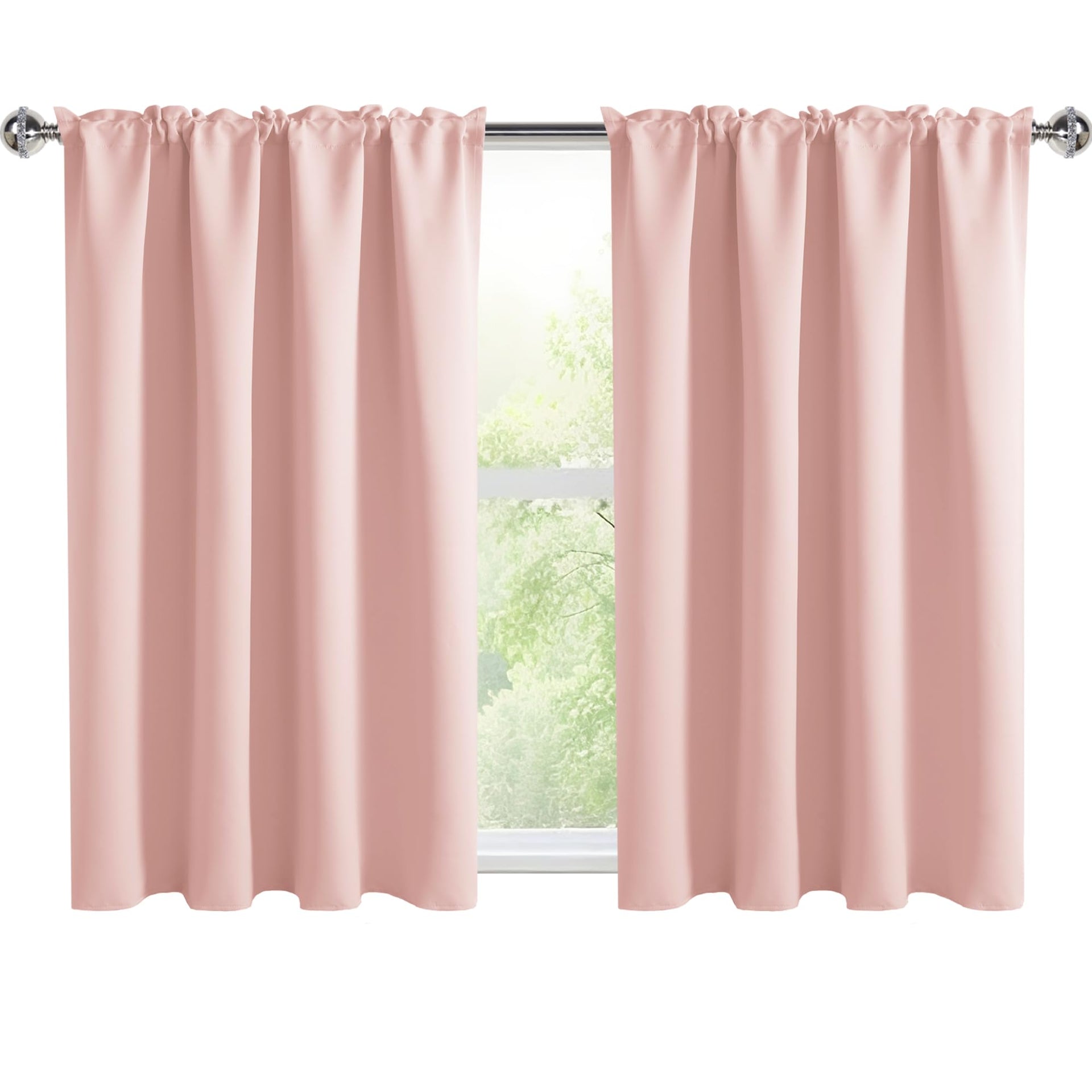Short Blackout Curtains 52 x 36 Inch for Kitchen RV Bunk Blush Pink (2 Count)