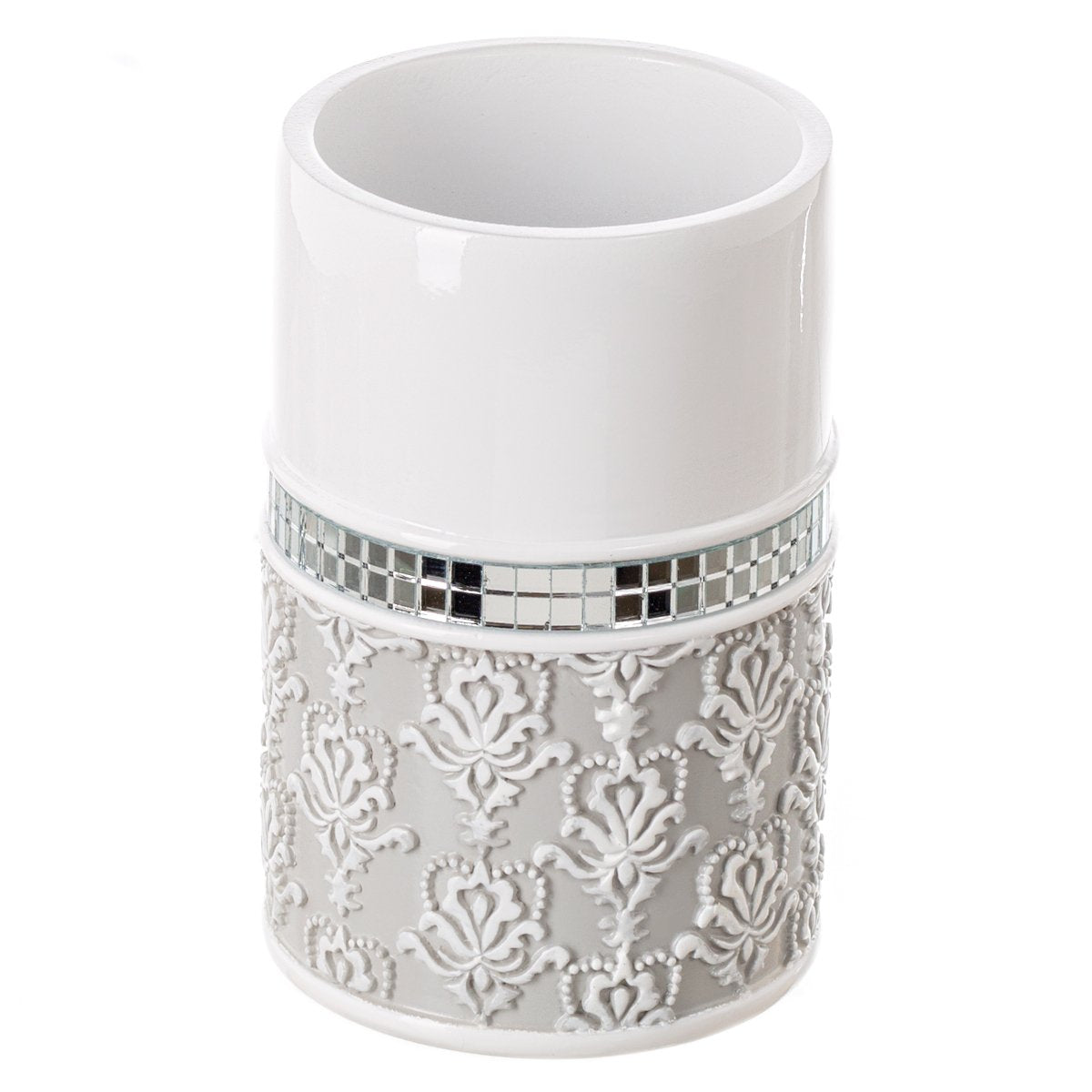 Mirror Damask Toothbrush and Toothpaste Holder