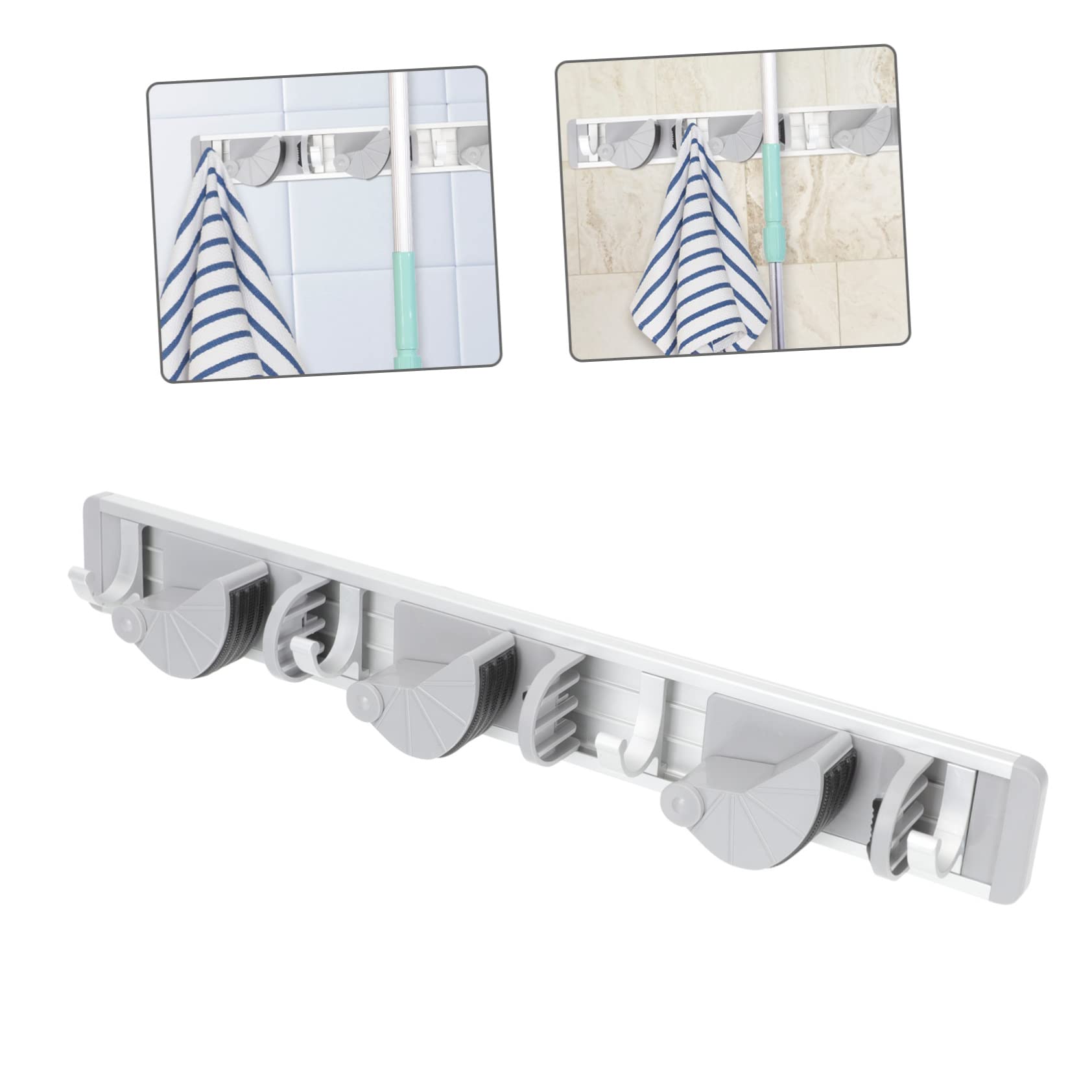 Aluminum Wall Mounted Broom Gripper Mop Holder for Cleaning Supplies Garden Tool Organizer