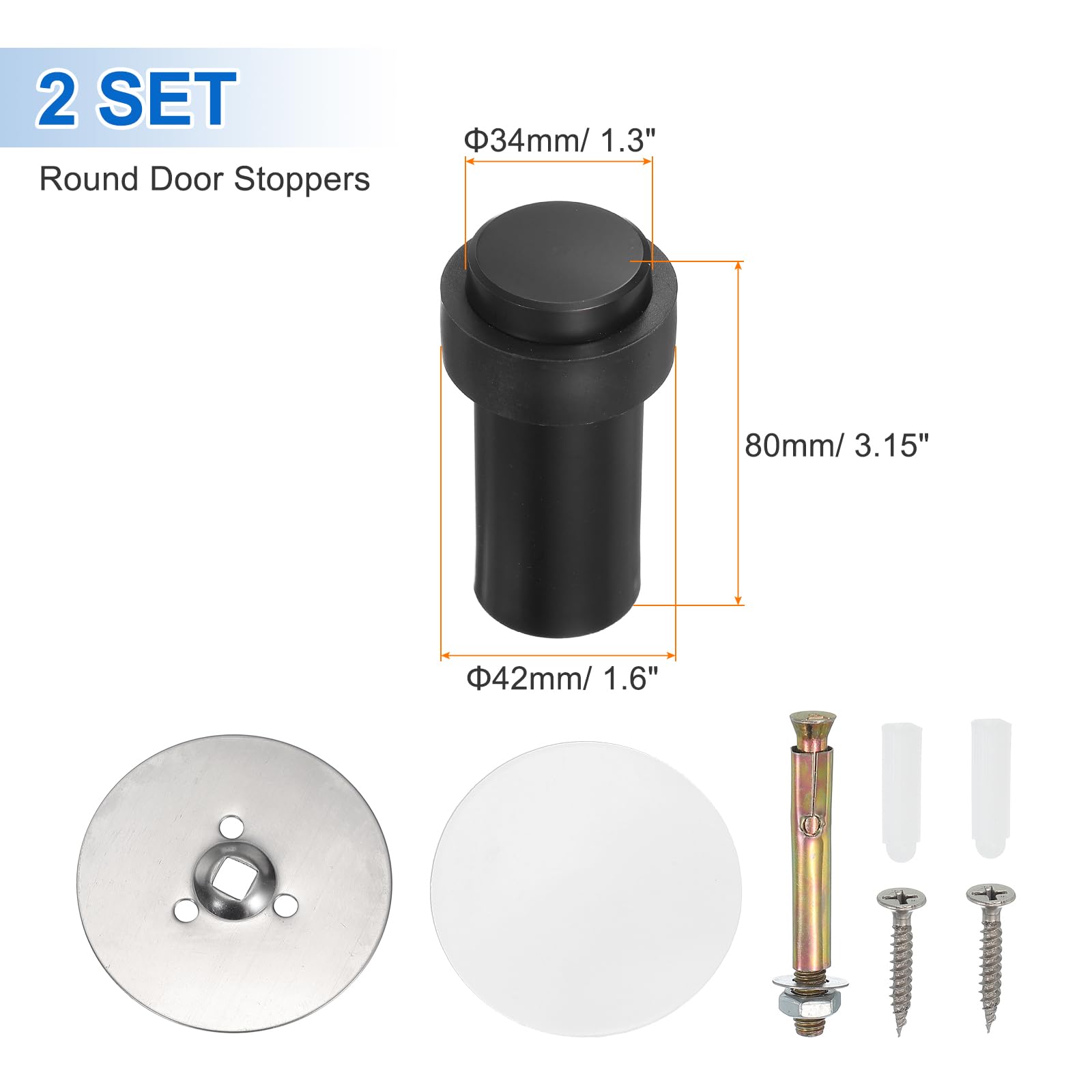 2Set Round Door Stoppers