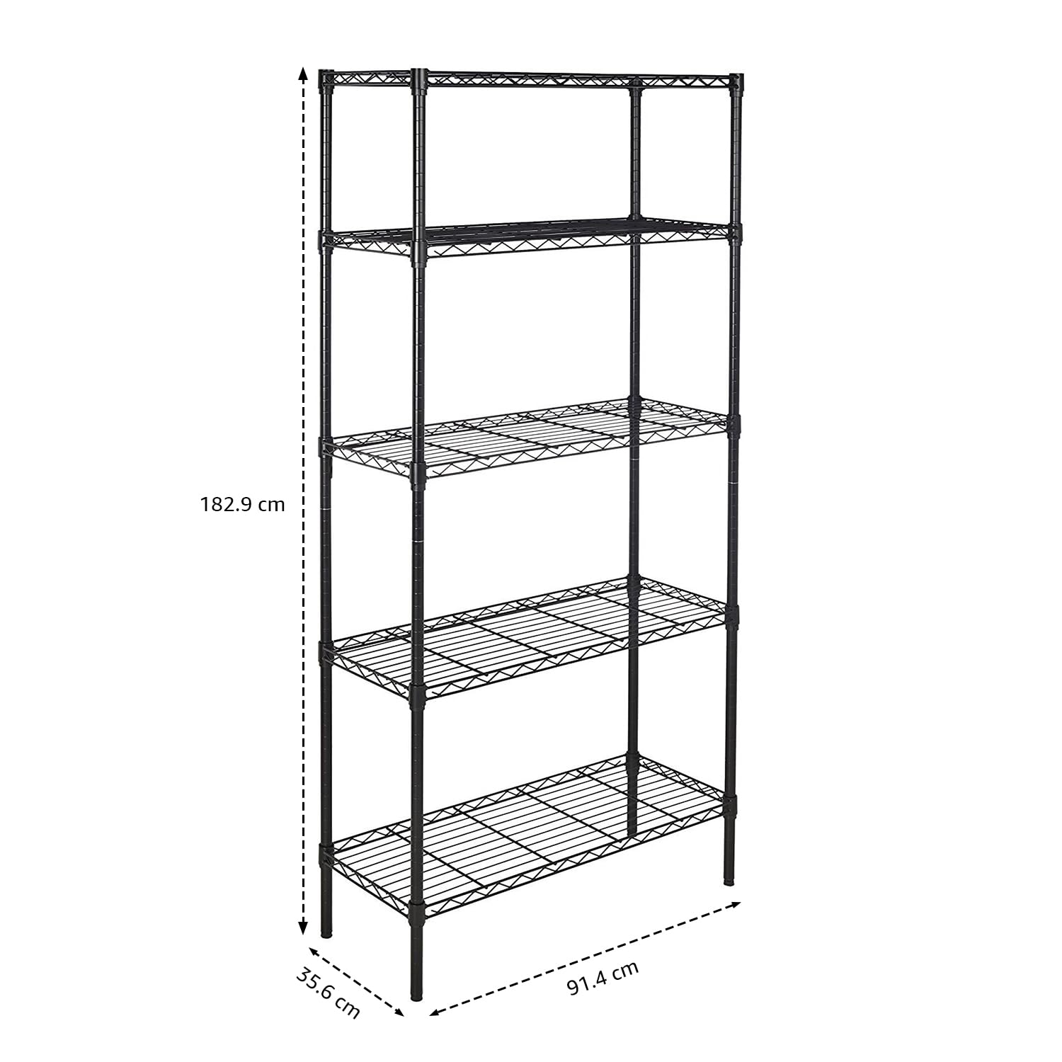 5 Shelf Adjustable Heavy Duty Steel Wire Storage Shelves for Garage