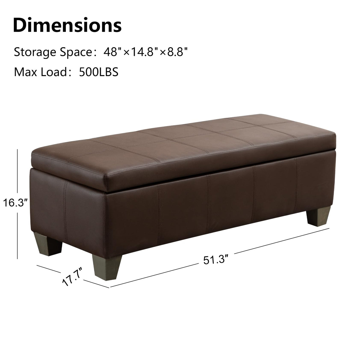 51 Inch Storage Ottoman