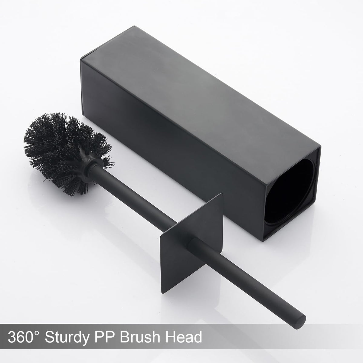 Matte Black Square Stainless Steel Toilet Brush with Holder