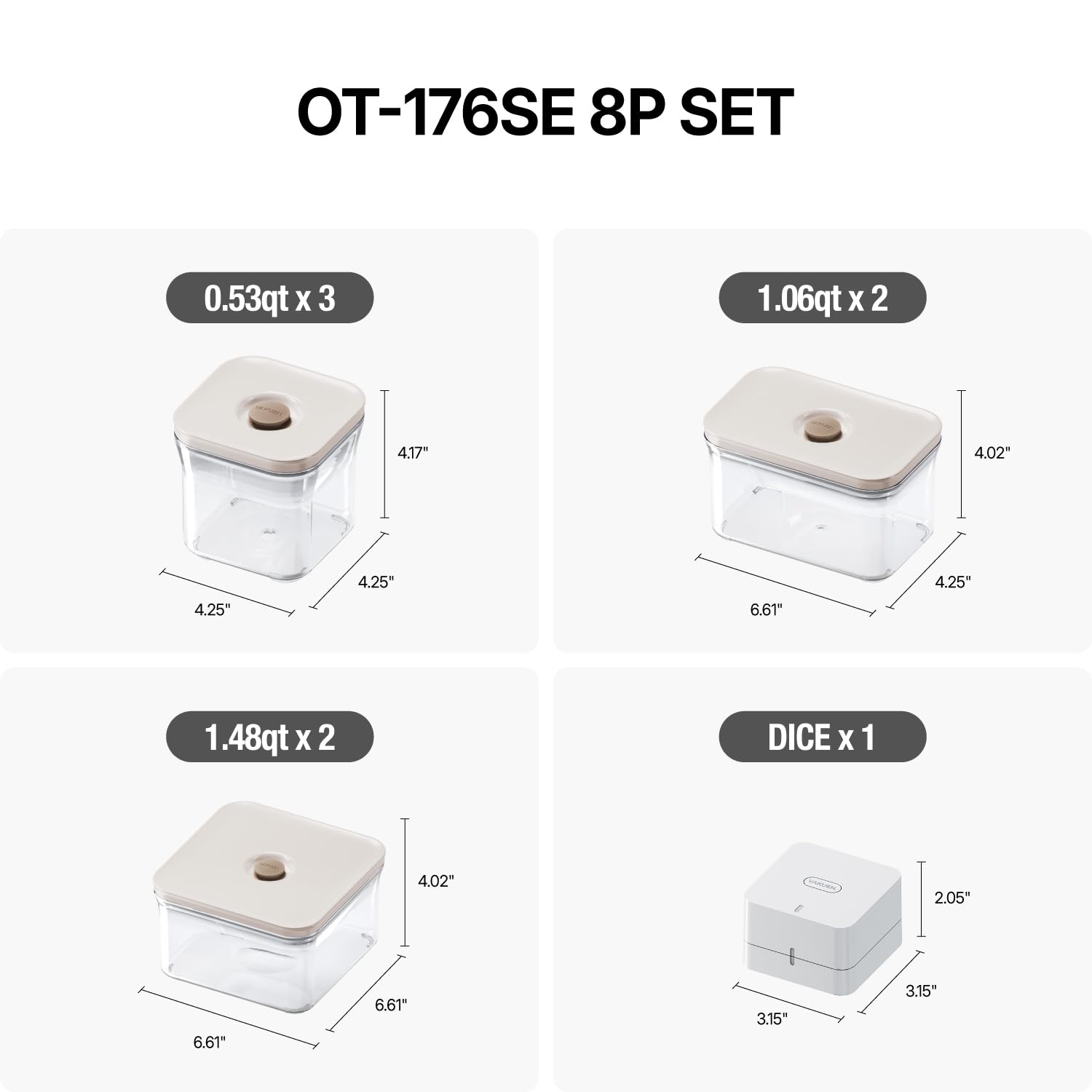 Premium Airtight Food Storage Container. Special Edition Mercury Color 8P