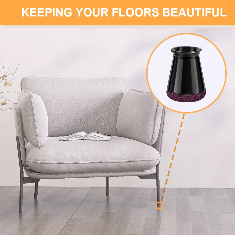 32 Pcs Chair Leg Floor Protectors for Hardwood Floors Black (32 Count)