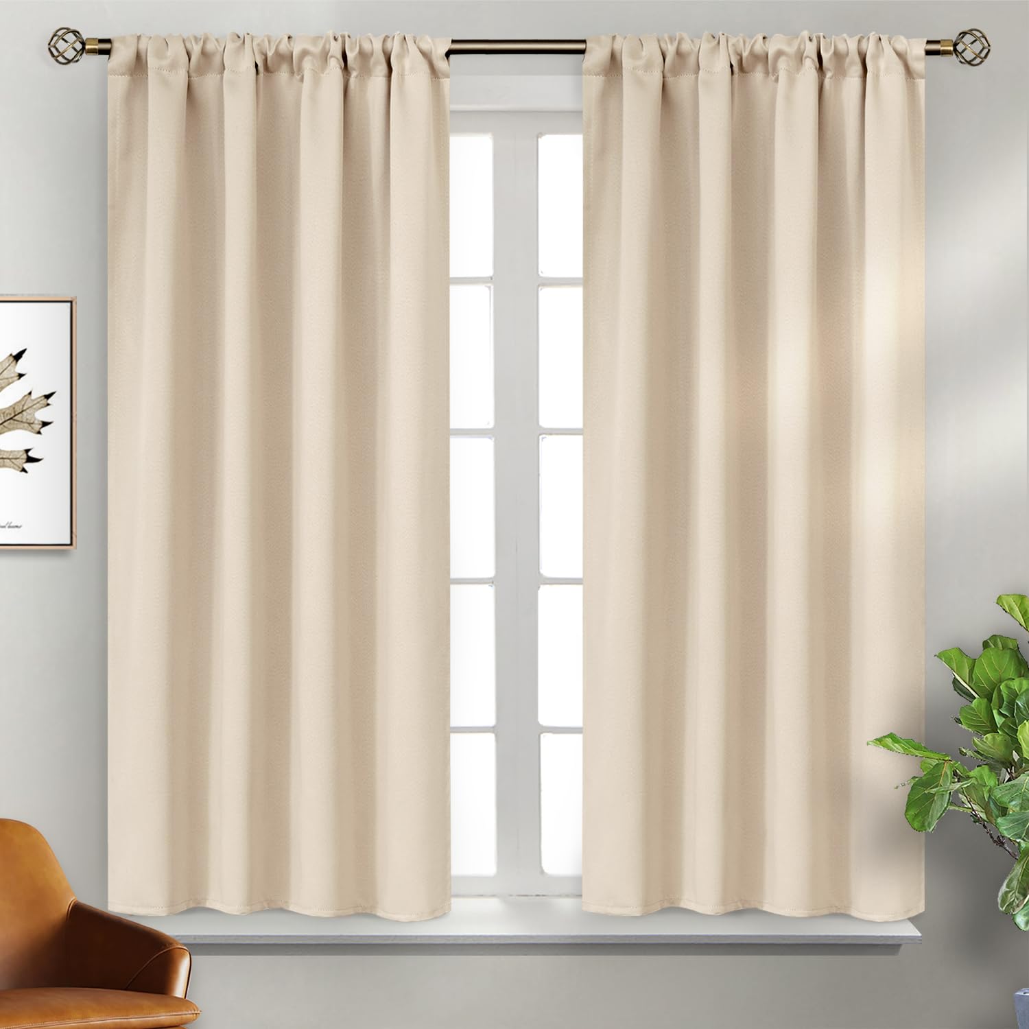 Short Blackout Curtains 48 Inch Length (2 Count)