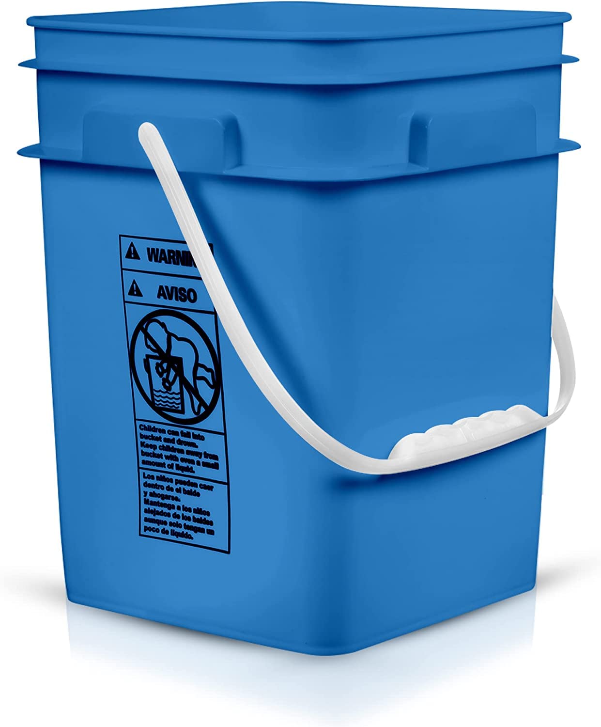 4 Gallon Square Food Grade Bucket Pail with Plastic Handles and Lid (3 Count)