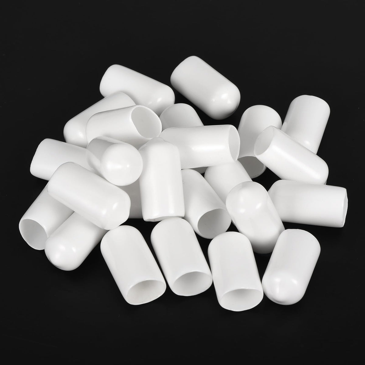 20pcs Rubber End Caps 10mm ID Vinyl Round End Cap Cover Screw Thread Protectors White