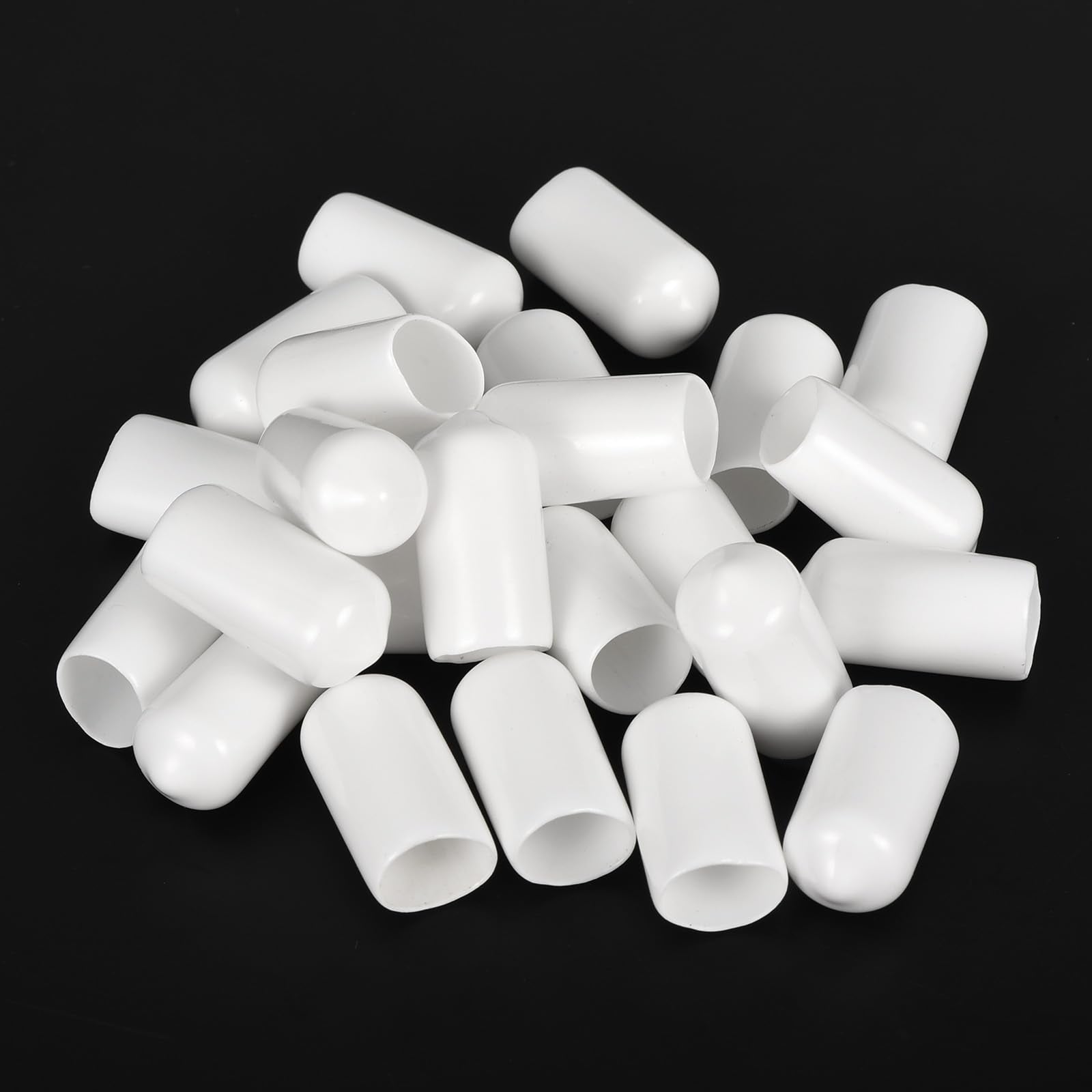 20pcs Rubber End Caps 10mm ID Vinyl Round End Cap Cover Screw Thread Protectors White