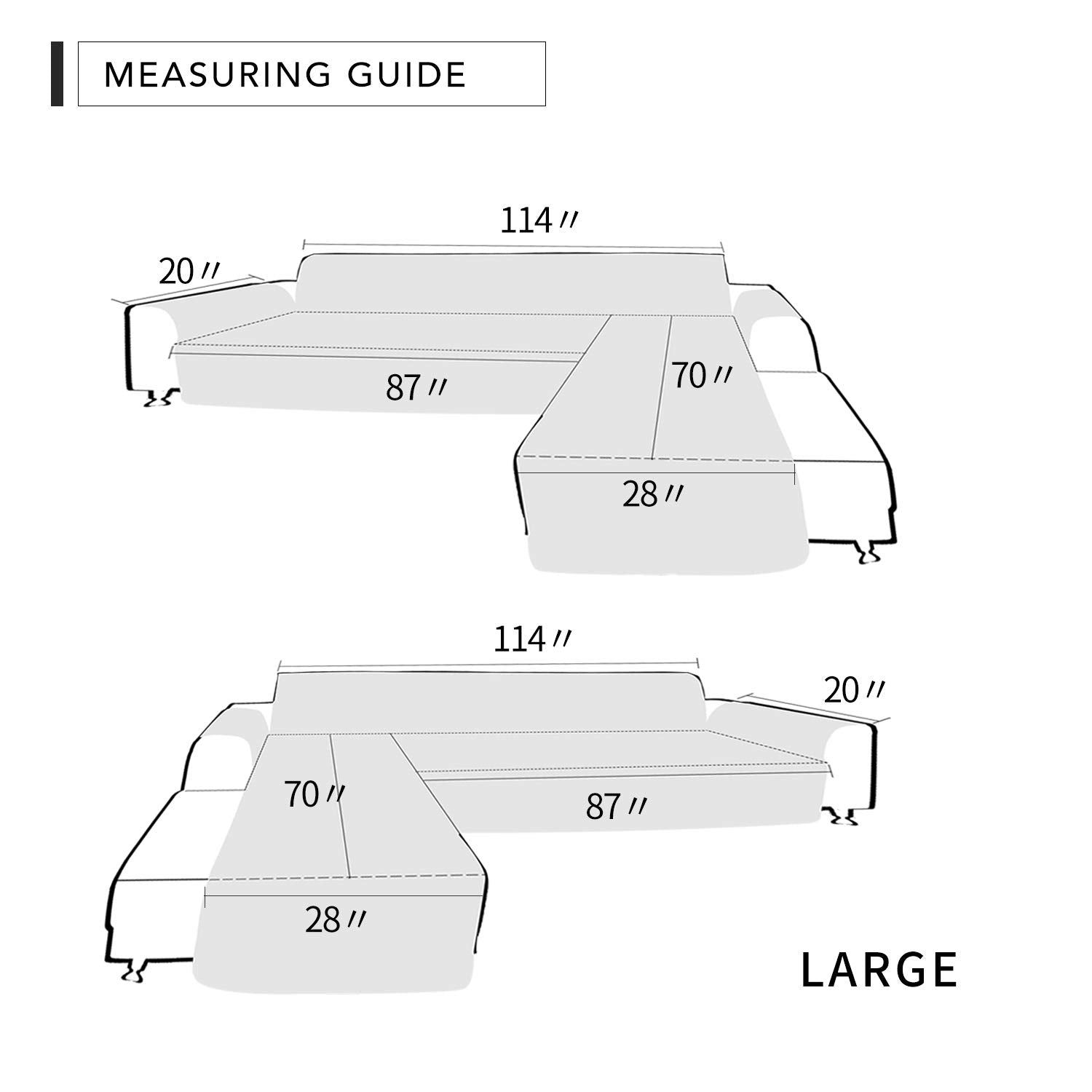 Reversible L Shape Sectional Couch Cover