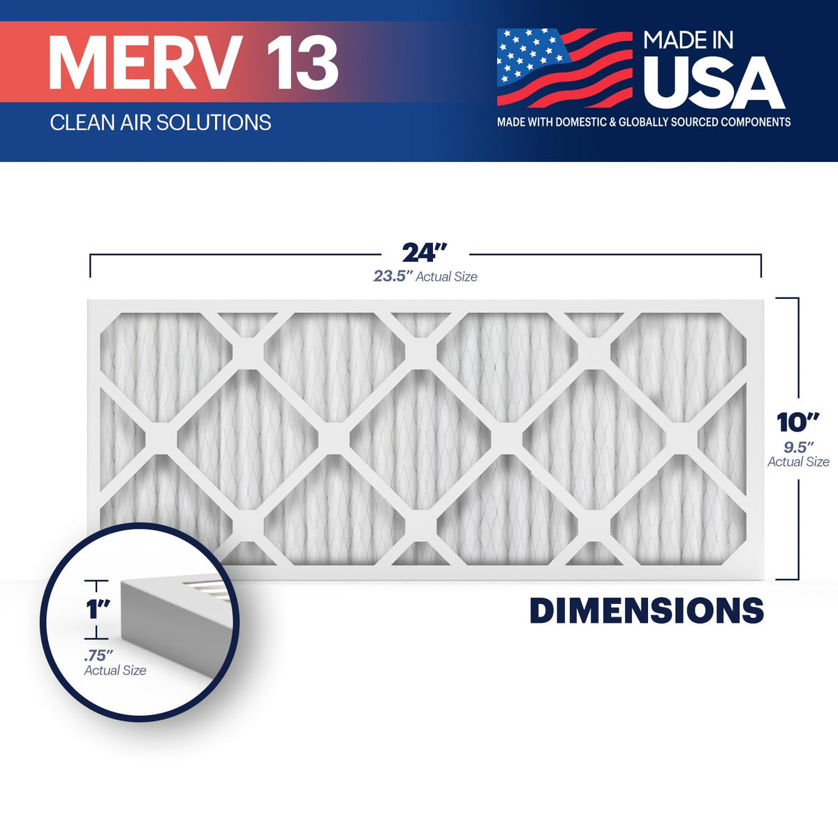TruFilter 10x24x1 Air Filter MERV 13 (4 Count)