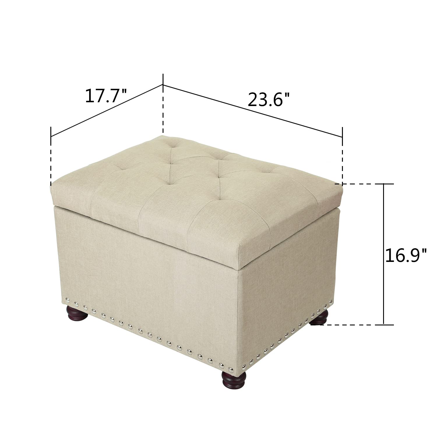 Storage Ottoman Bench Rectangular Fabric Organization Tufted Footrest for Living Room Bedroom