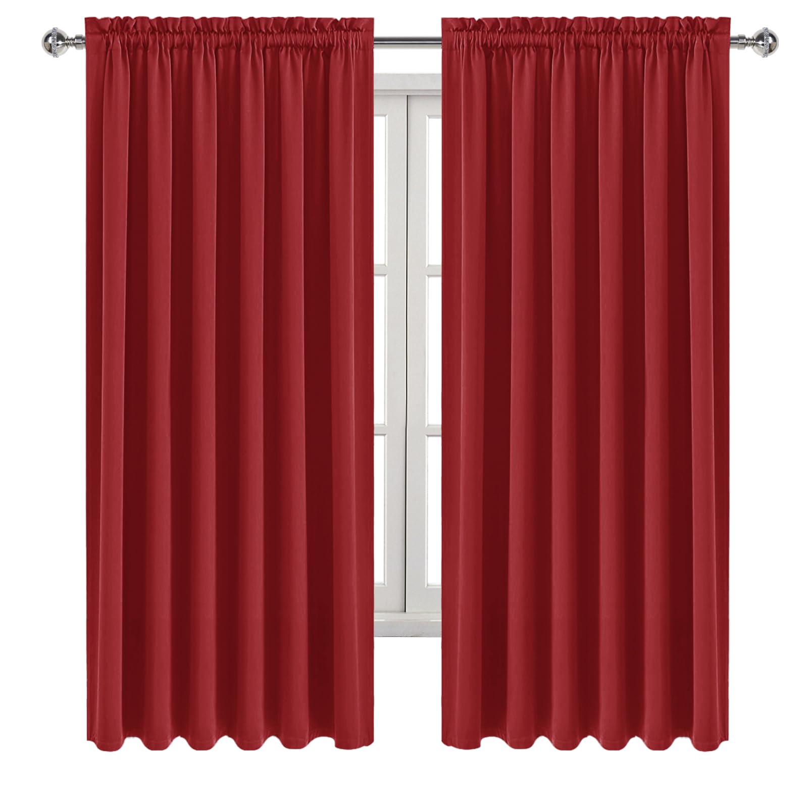 Wide Blackout Curtains for Bedroom Living Room 70 x 72 Inch Long Red