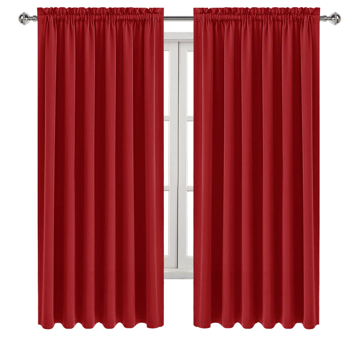 Wide Blackout Curtains for Bedroom Living Room 70 x 63 Inch Long Red