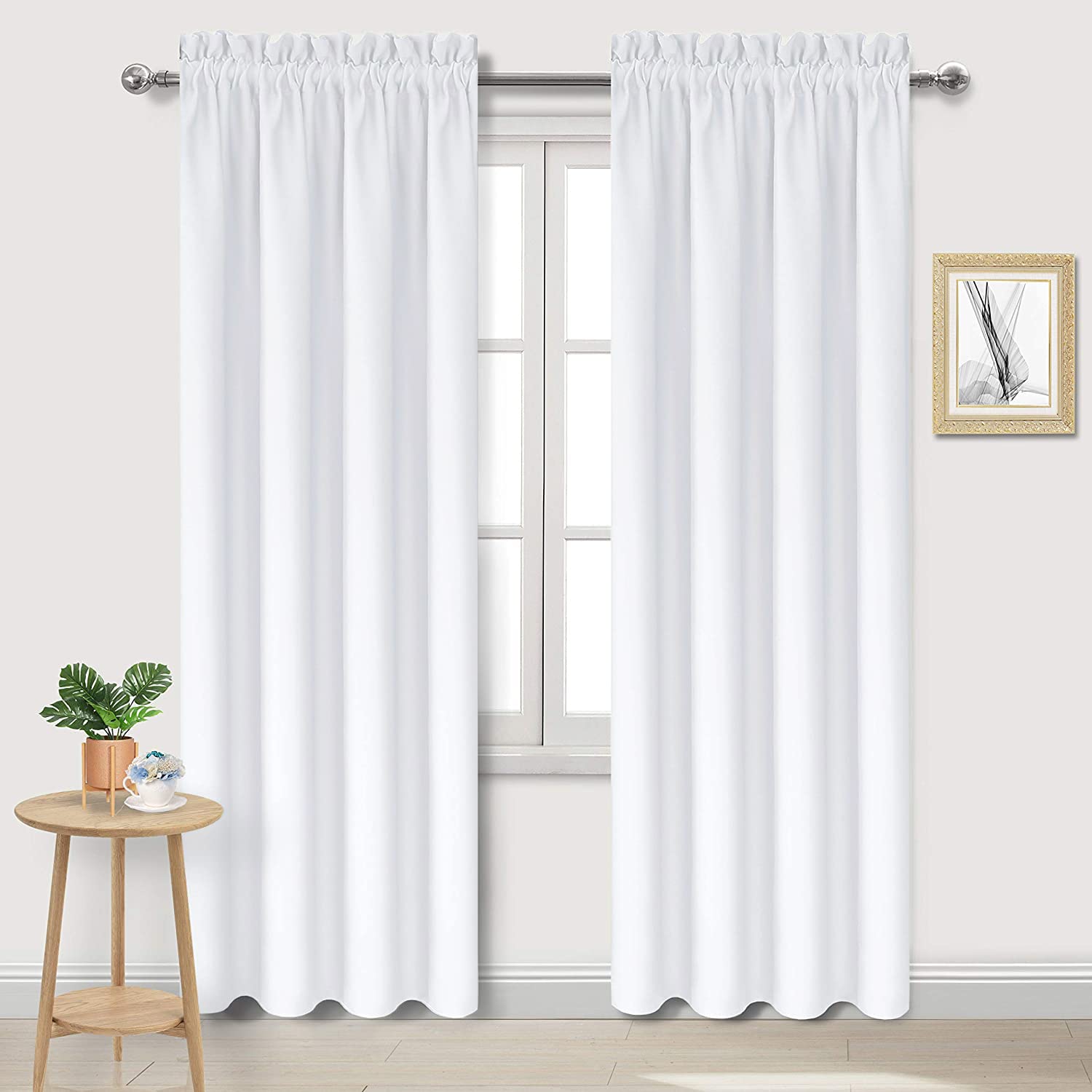 White Curtains 50% Light Blocking for Living Room 84 Inch 2 Panels (2 Count)