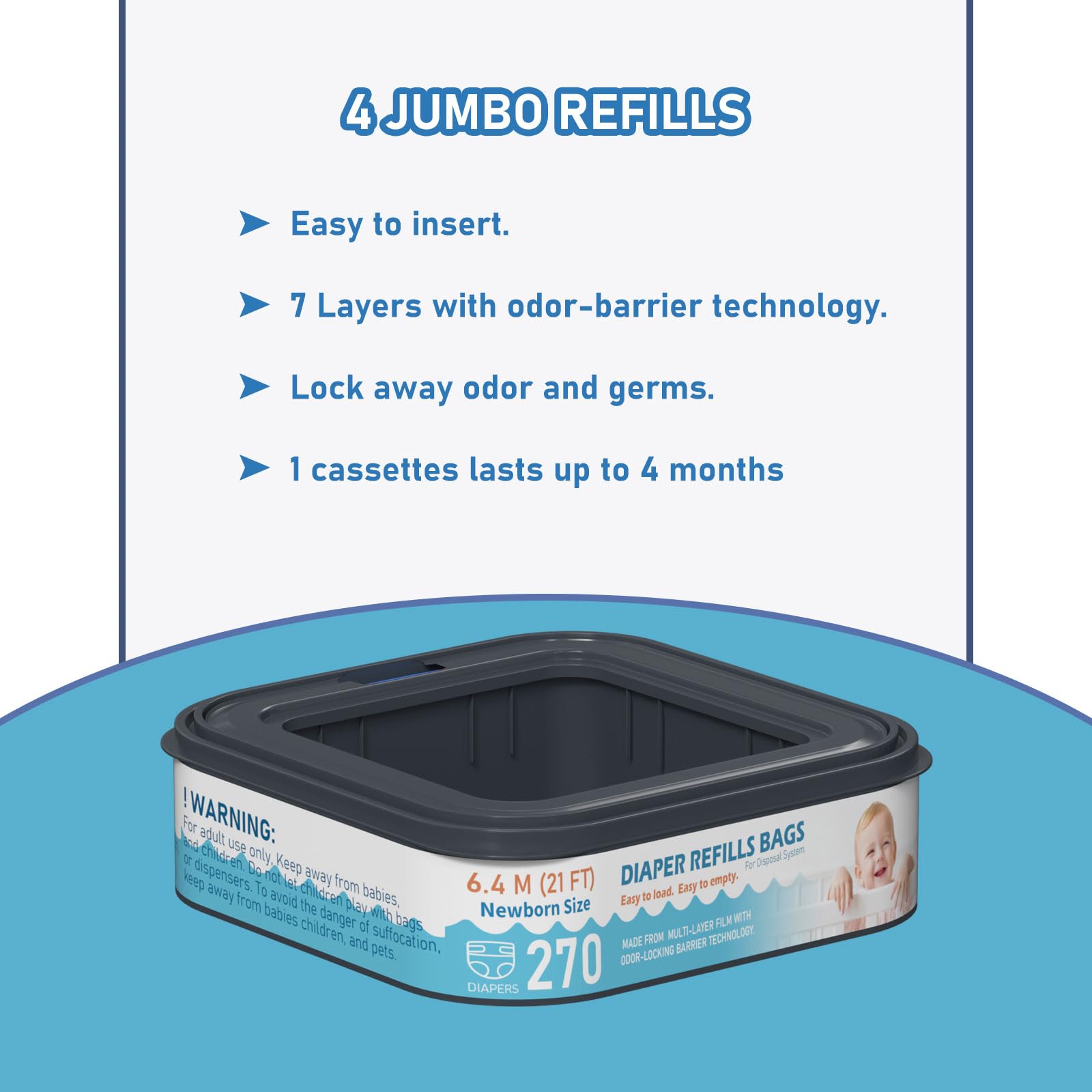 Standard Square Refills Disposal Bags Refill Compatible with Diaper Genie Classic