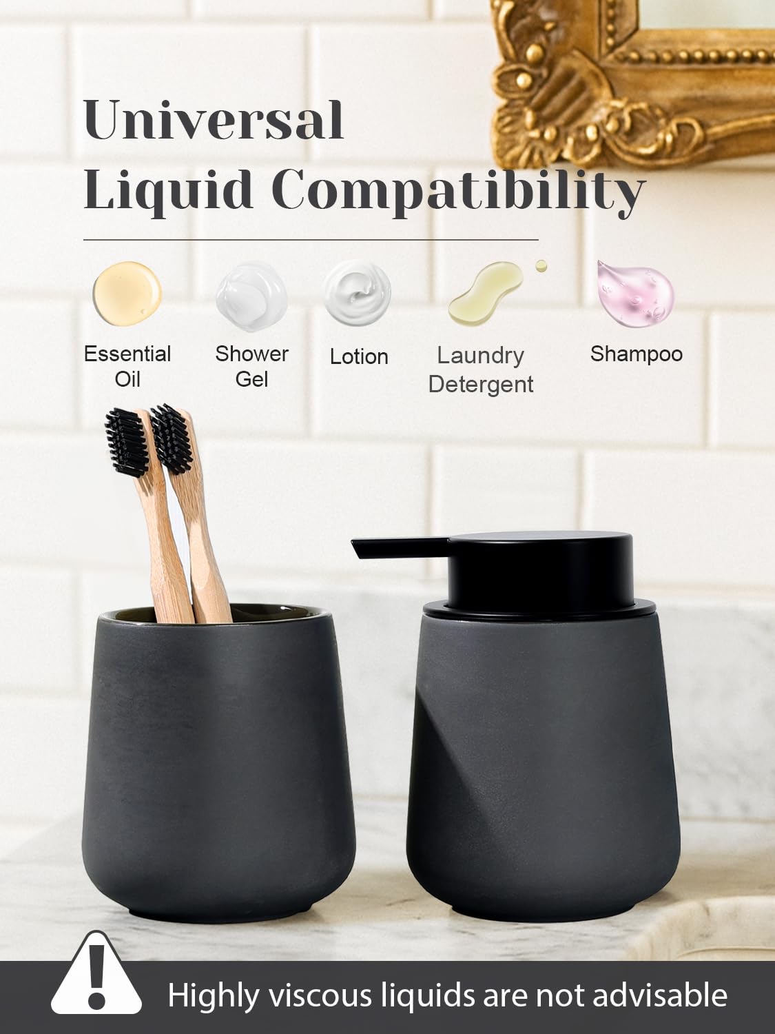 Ceramic Soap Dispenser for Kitchen and Bathroom