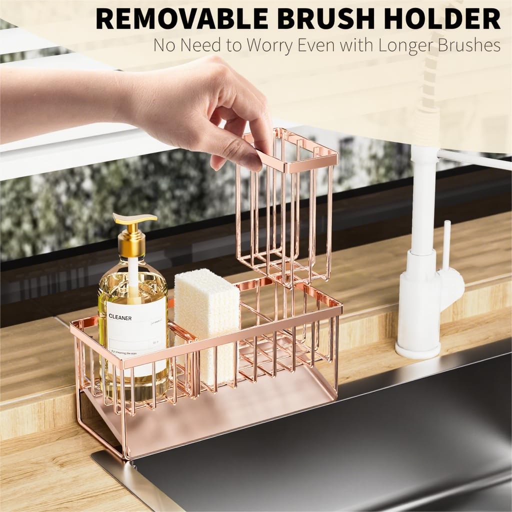 Sink Caddy Organzier with High Brush Holder