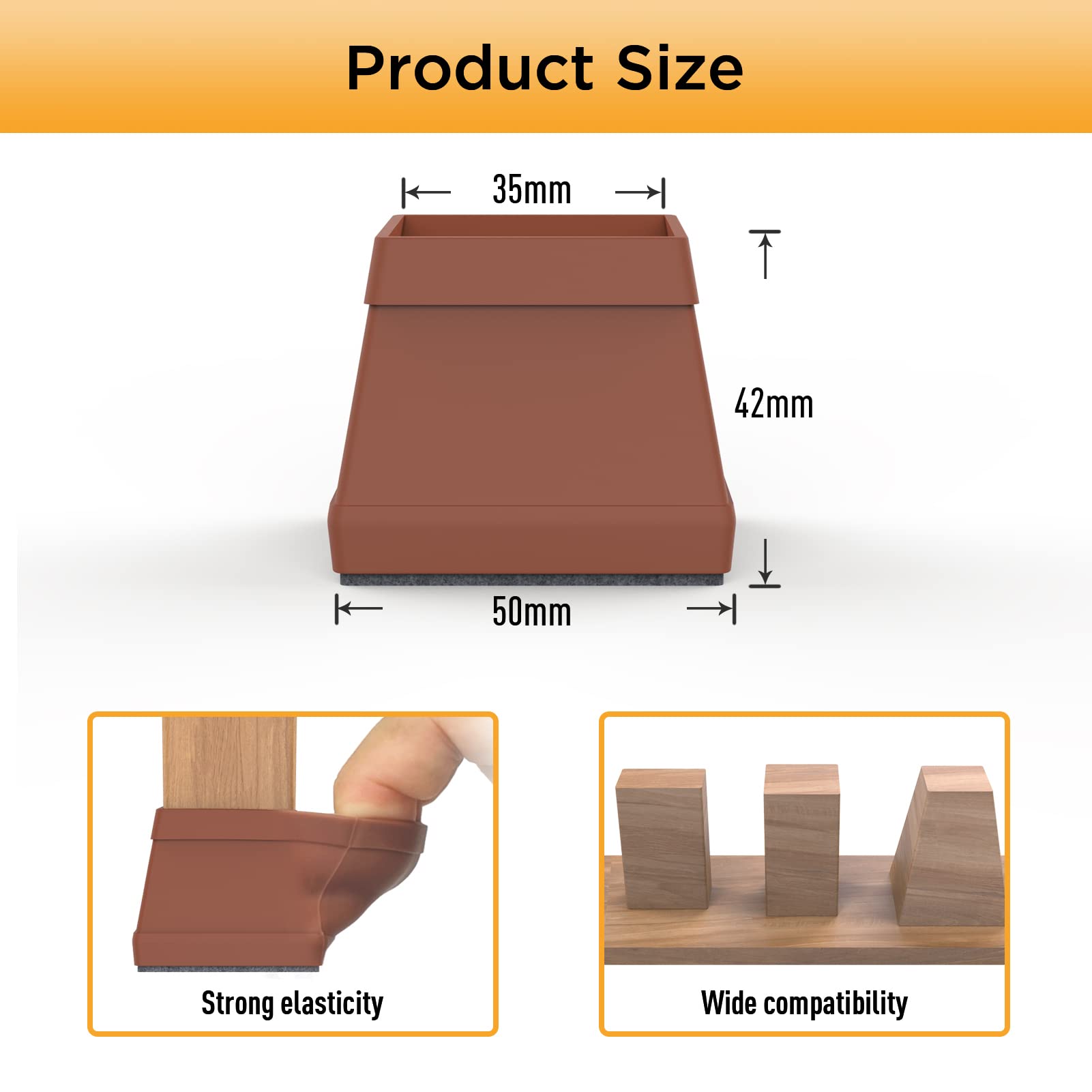 16 PCS Square Chair Leg Floor Protector (16 Count)