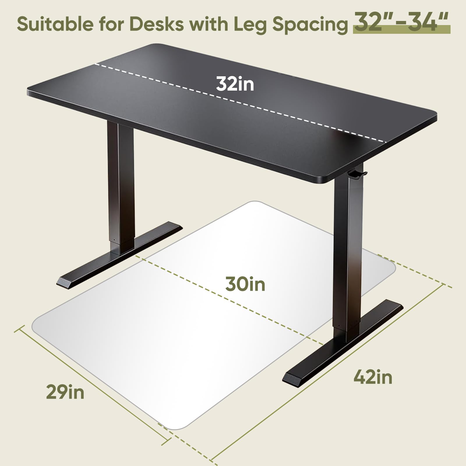 29"x42" Tempered Glass Chair Mat for Carpet & Hardwood Floors