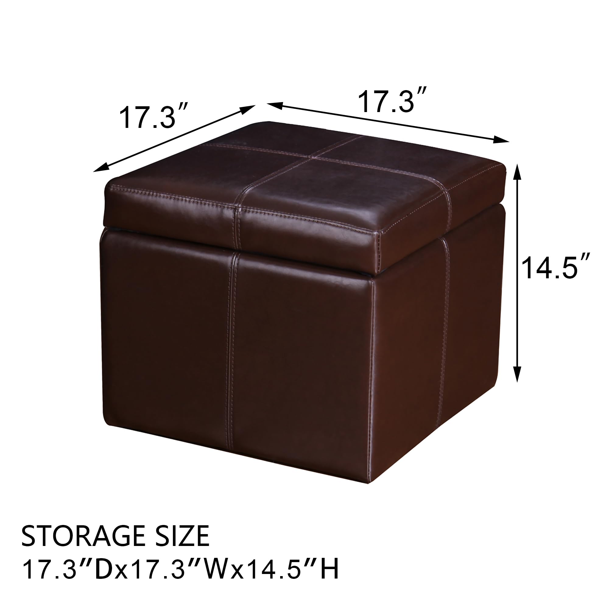 Modern Faux Leather Cube Storage Ottoman Bench with Hidden Storage