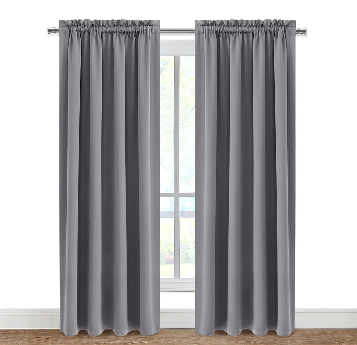 Blackout Curtains for Bedroom Living Room 38 x 84 Inch Long Grey (2 Count)