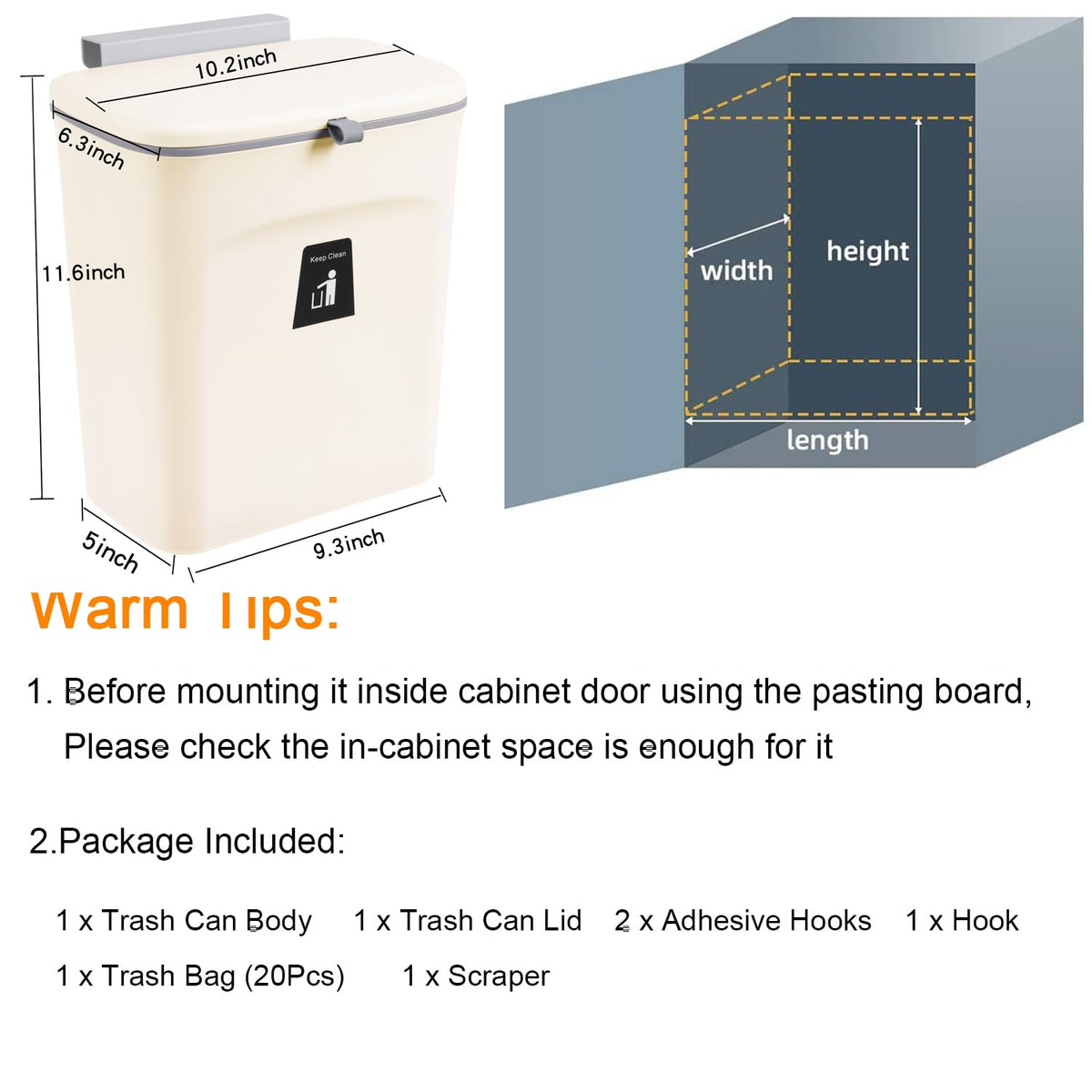 2.4 Gallon Kitchen Compost Bin for Counter Top or Under Sink