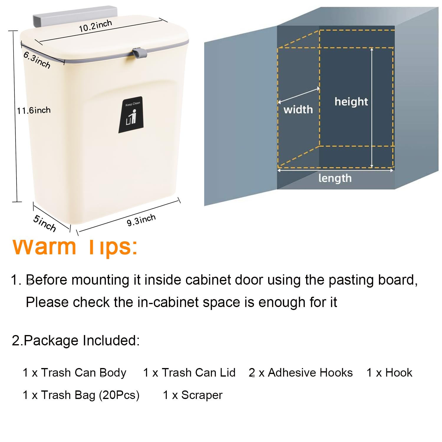 2.4 Gallon Kitchen Compost Bin for Counter Top or Under Sink