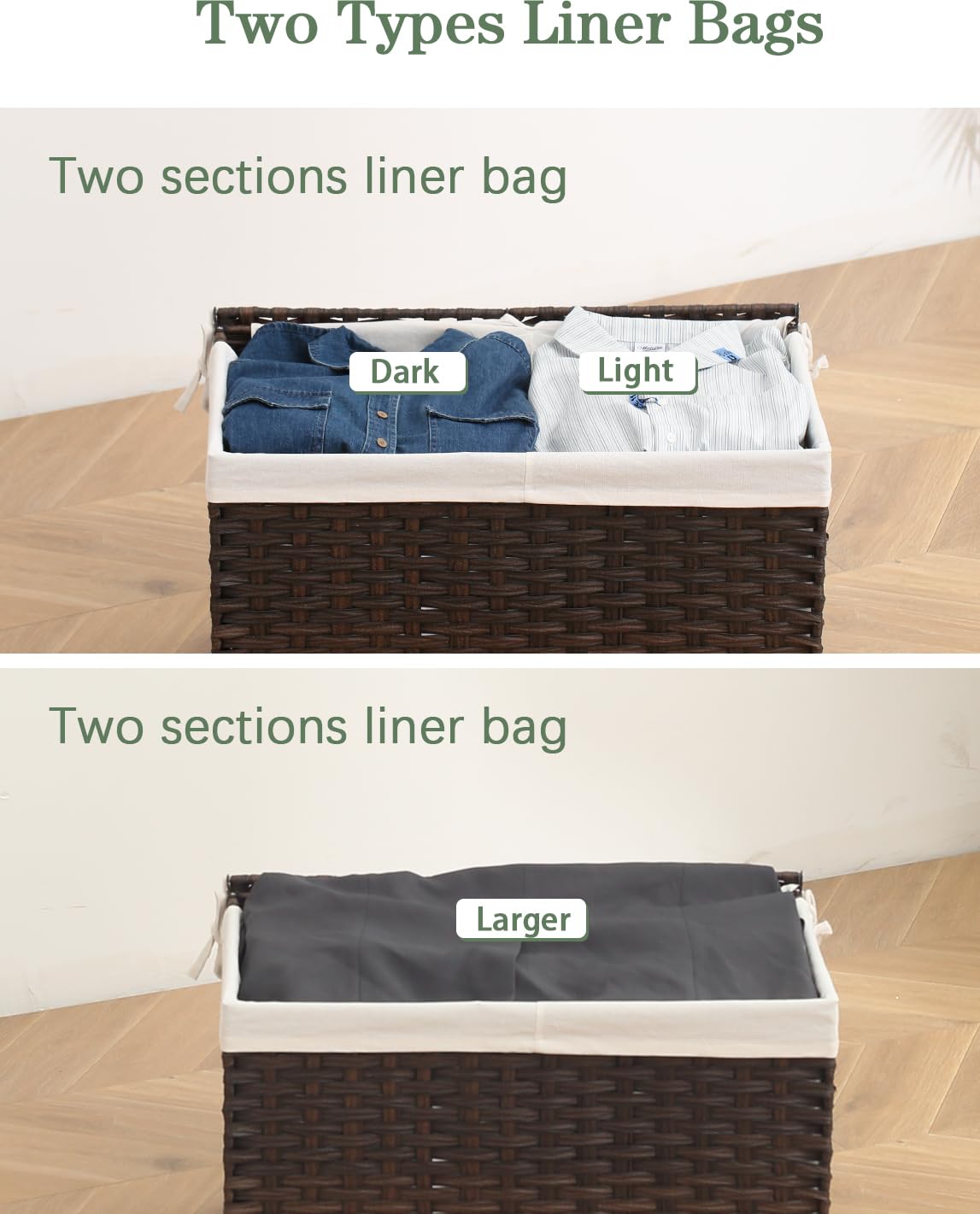 Storage Basket with Lid PE Rattan Storage Basket 105L